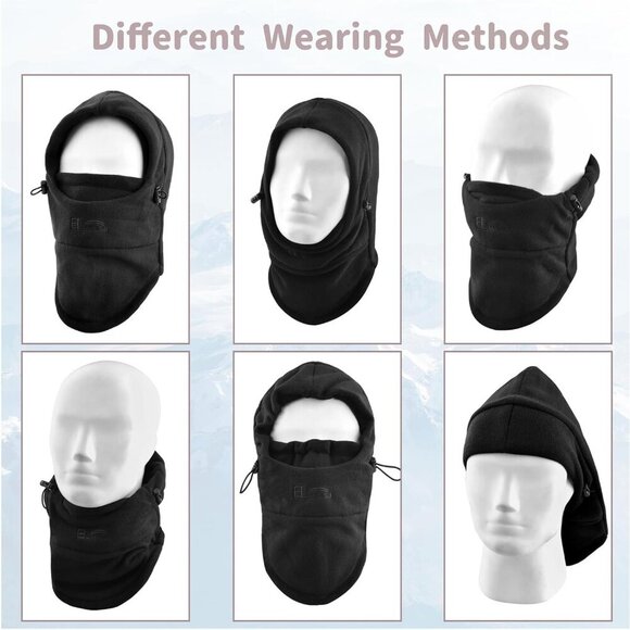 🆕 Kids Fleece Balaclava Blue Ski Face Mask Windproof Winter Hat Neck Warmer - Picture 5 of 7